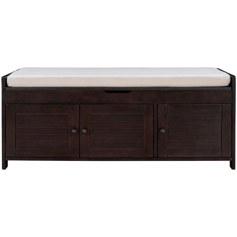 Storage Bench with 3 Shutter-Shaped Doors Cabinet