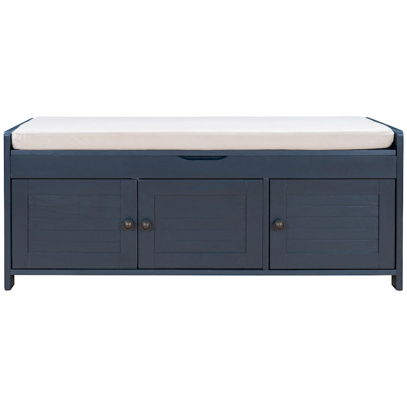 Storage Bench with 3 Shutter-Shaped Doors Cabinet