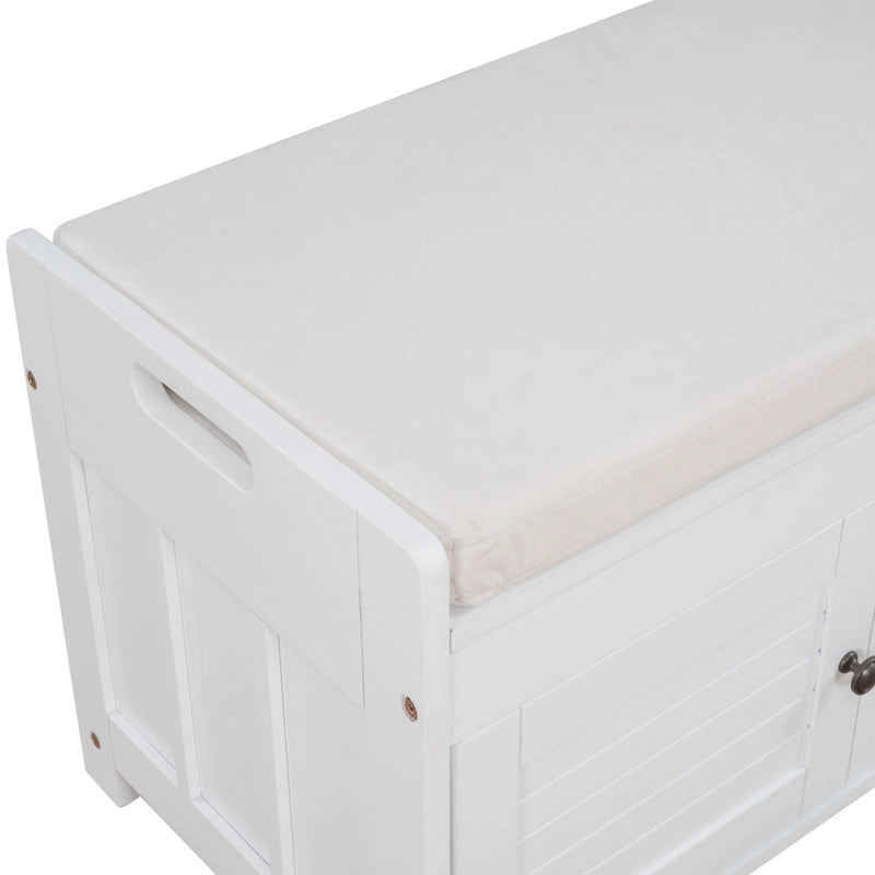 Storage Bench with 3 Shutter-Shaped Doors Cabinet