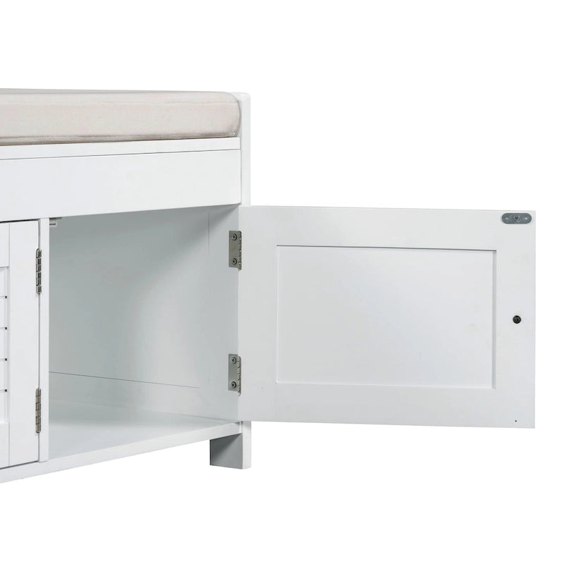Storage Bench with 3 Shutter-Shaped Doors Cabinet