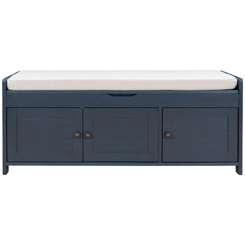 Storage Bench with 3 Shutter-Shaped Doors Cabinet