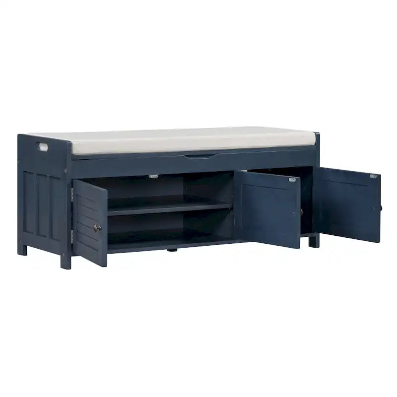 Storage Bench with 3 Shutter-Shaped Doors Cabinet