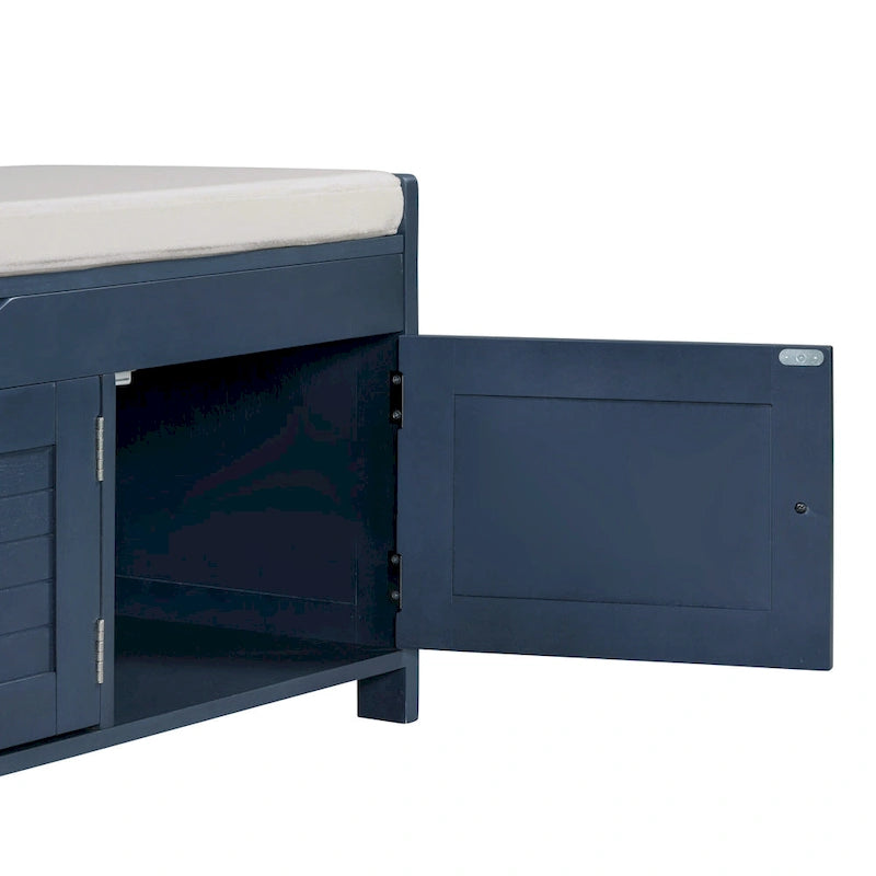 Storage Bench with 3 Shutter-Shaped Doors Cabinet