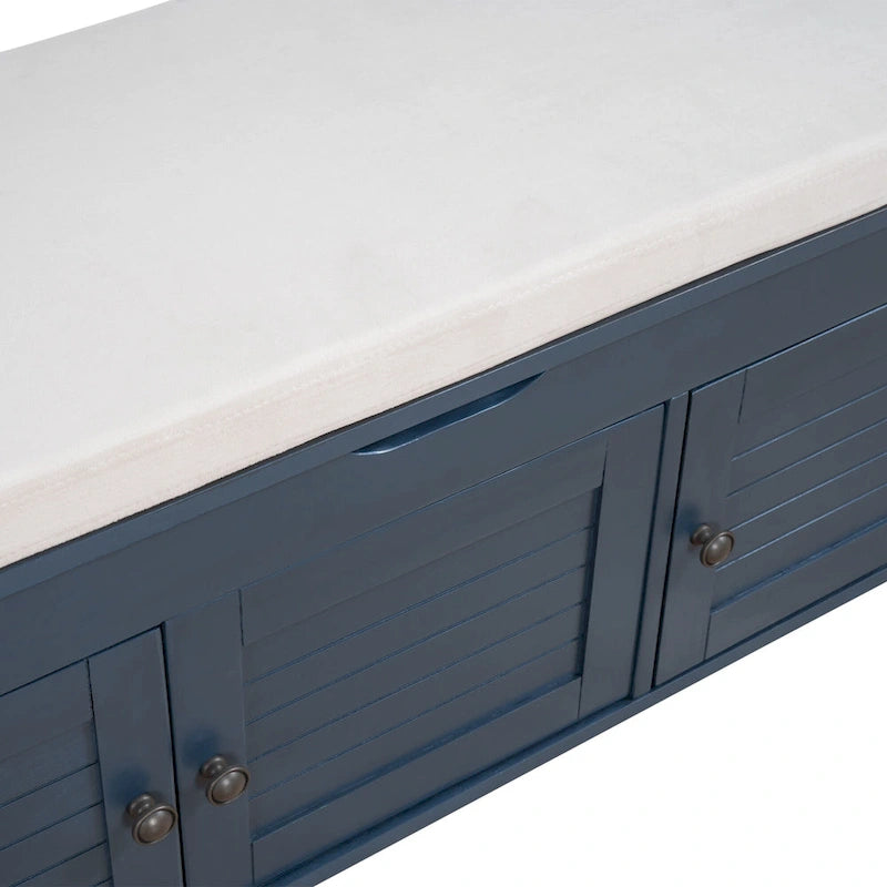 Storage Bench with 3 Shutter-Shaped Doors Cabinet