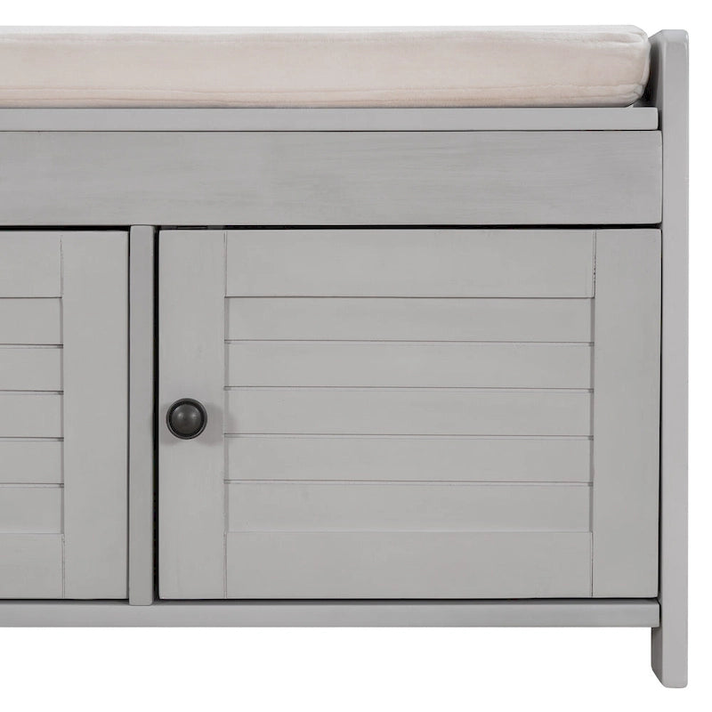 Storage Bench with 3 Shutter-Shaped Doors Cabinet