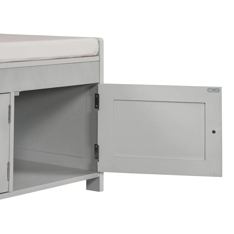 Storage Bench with 3 Shutter-Shaped Doors Cabinet