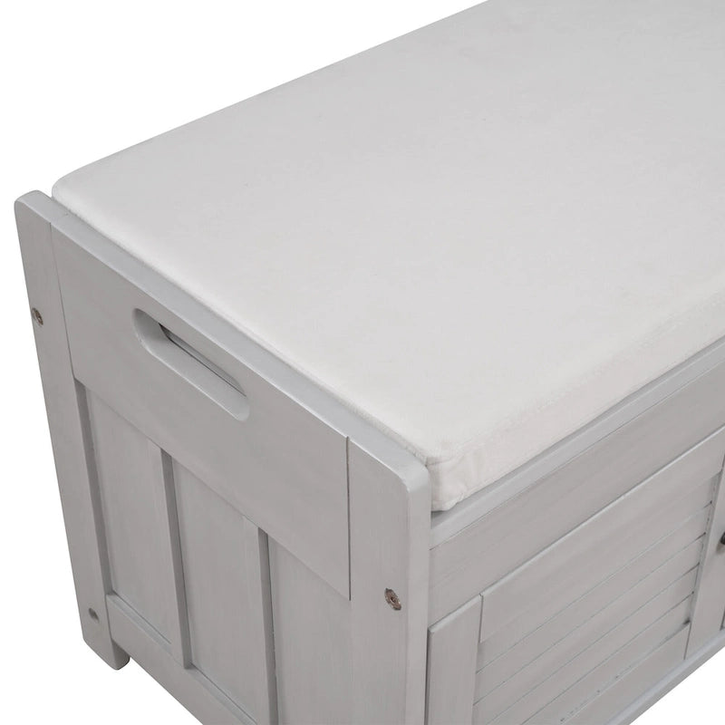 Storage Bench with 3 Shutter-Shaped Doors Cabinet