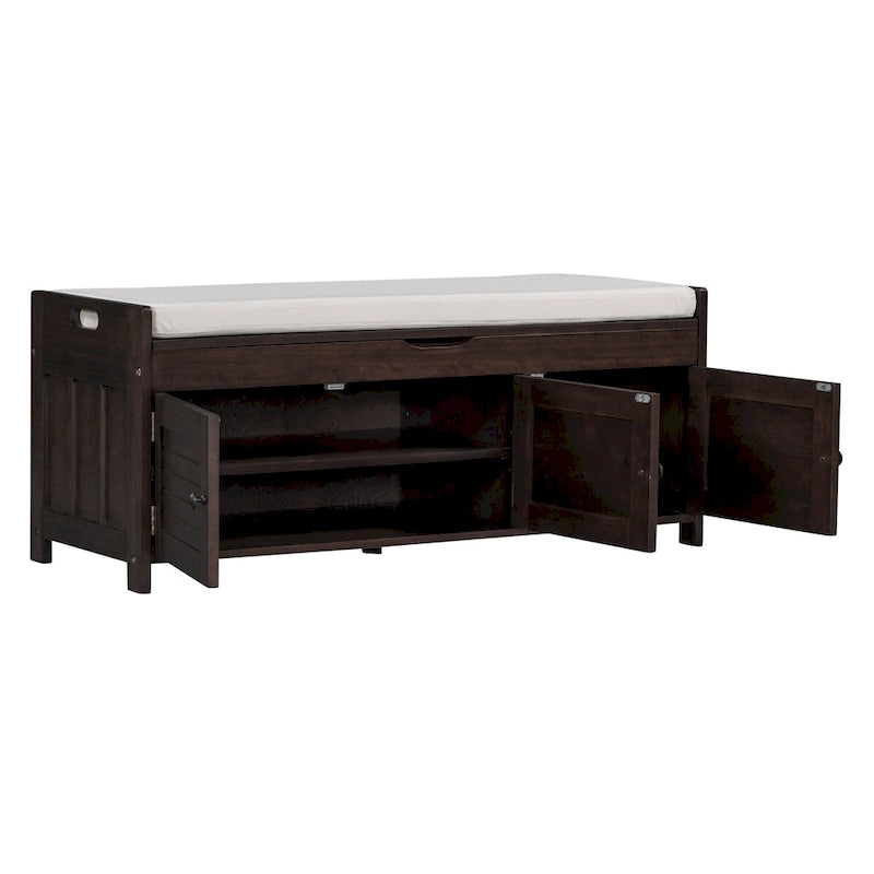 Storage Bench with 3 Shutter-Shaped Doors Cabinet