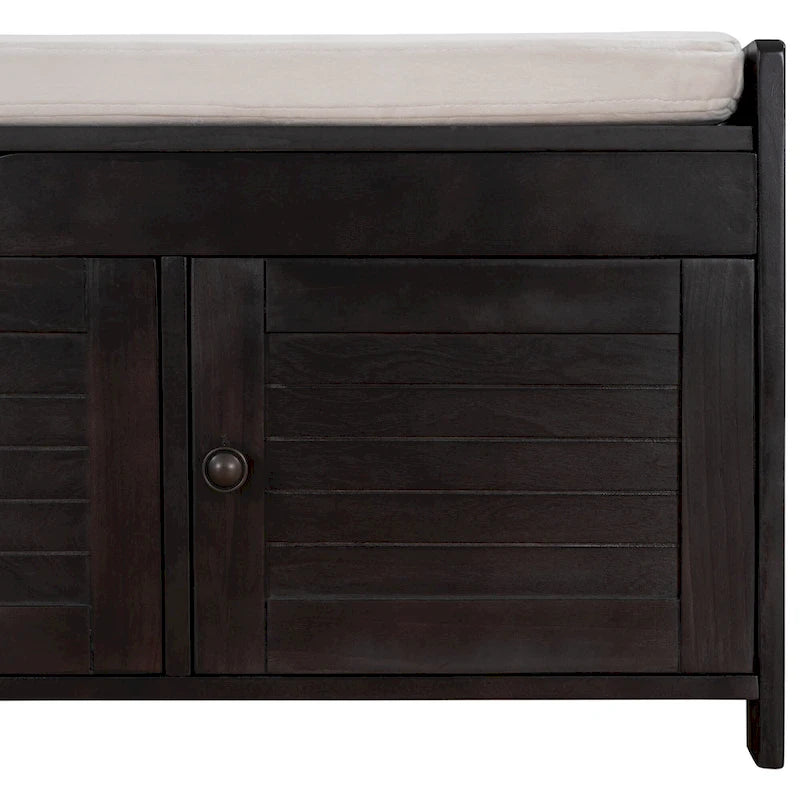 Storage Bench with 3 Shutter-Shaped Doors Cabinet