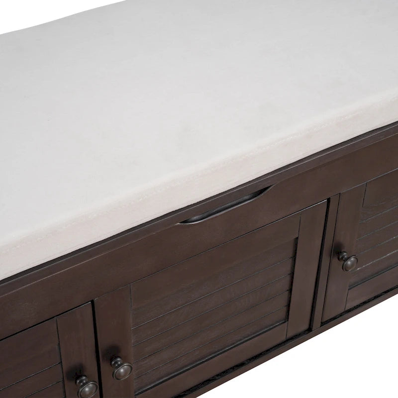 Storage Bench with 3 Shutter-Shaped Doors Cabinet