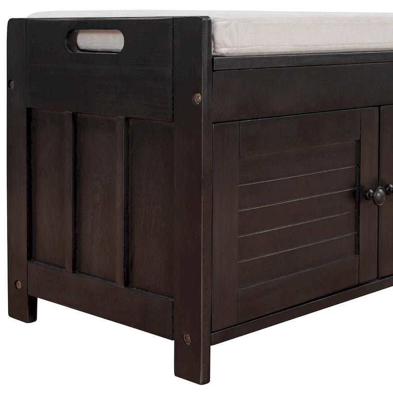 Storage Bench with 3 Shutter-Shaped Doors Cabinet