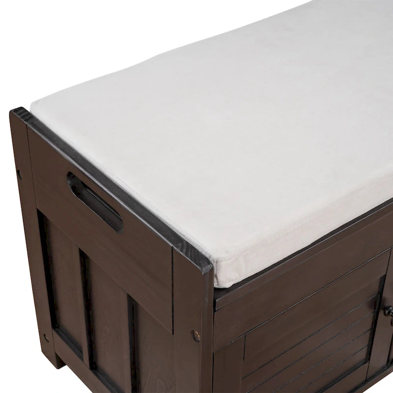 Storage Bench with 3 Shutter-Shaped Doors Cabinet