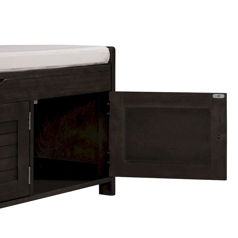 Storage Bench with 3 Shutter-Shaped Doors Cabinet