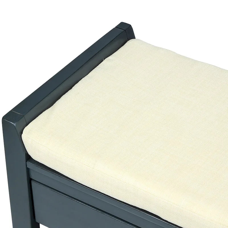 Entryway Storage Bench with Cushioned Seat and Shoe Rack