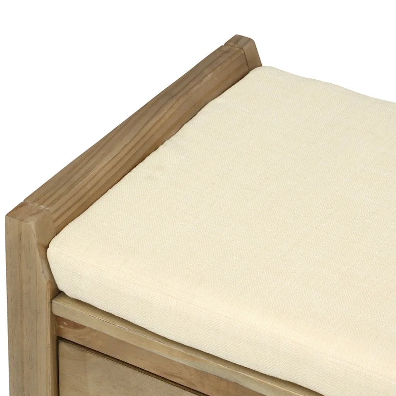 Entryway Storage Bench with Cushioned Seat and Shoe Rack