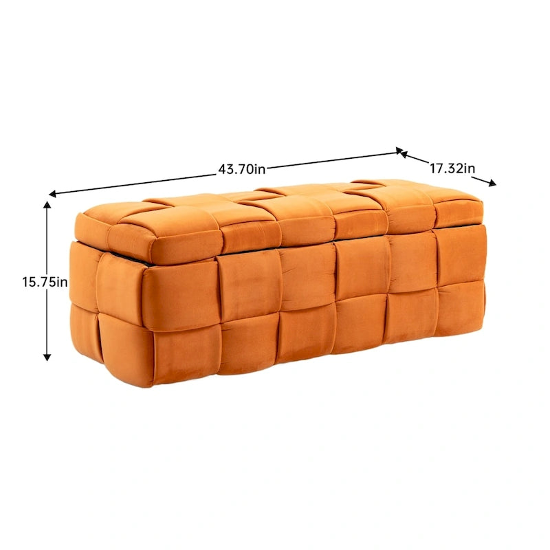 Storage Ottoman Bedroom End Bench, Upholstered Fabric