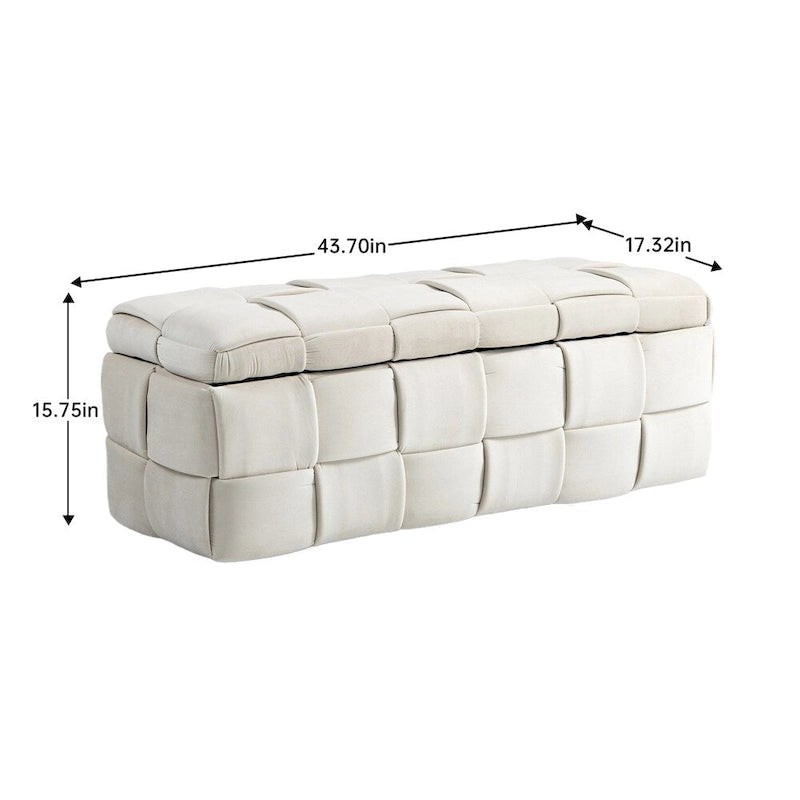 Storage Ottoman Bedroom End Bench, Upholstered Fabric