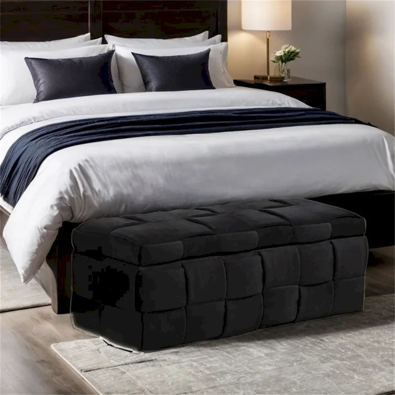 Storage Ottoman Bedroom End Bench, Upholstered Fabric