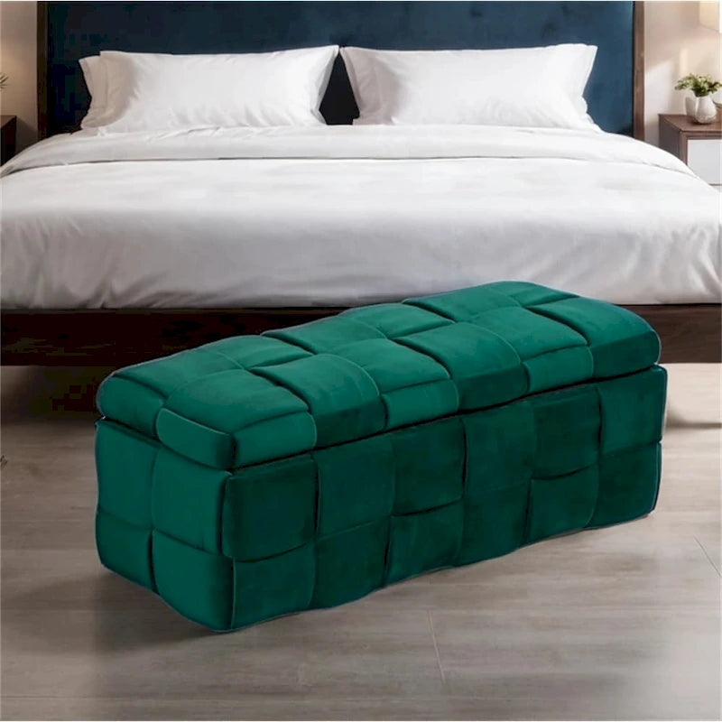 Storage Ottoman Bedroom End Bench, Upholstered Fabric