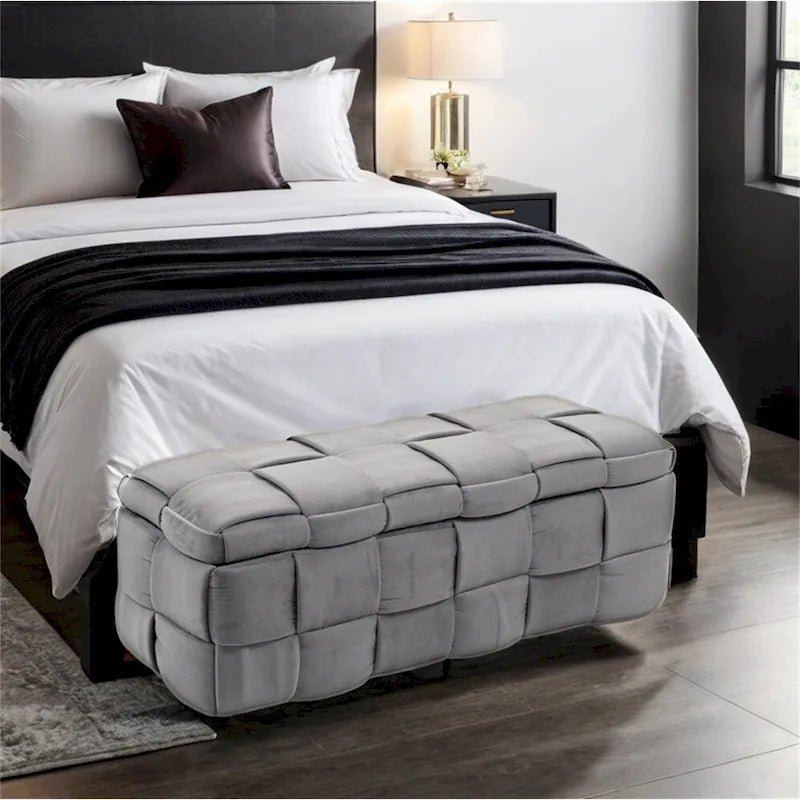 Storage Ottoman Bedroom End Bench, Upholstered Fabric