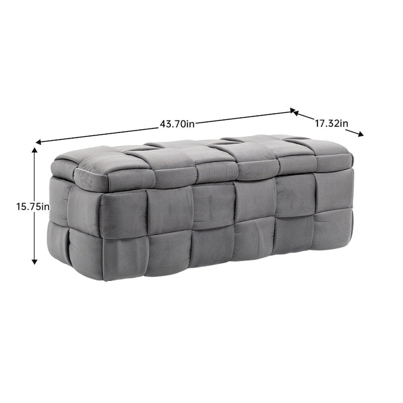 Storage Ottoman Bedroom End Bench, Upholstered Fabric