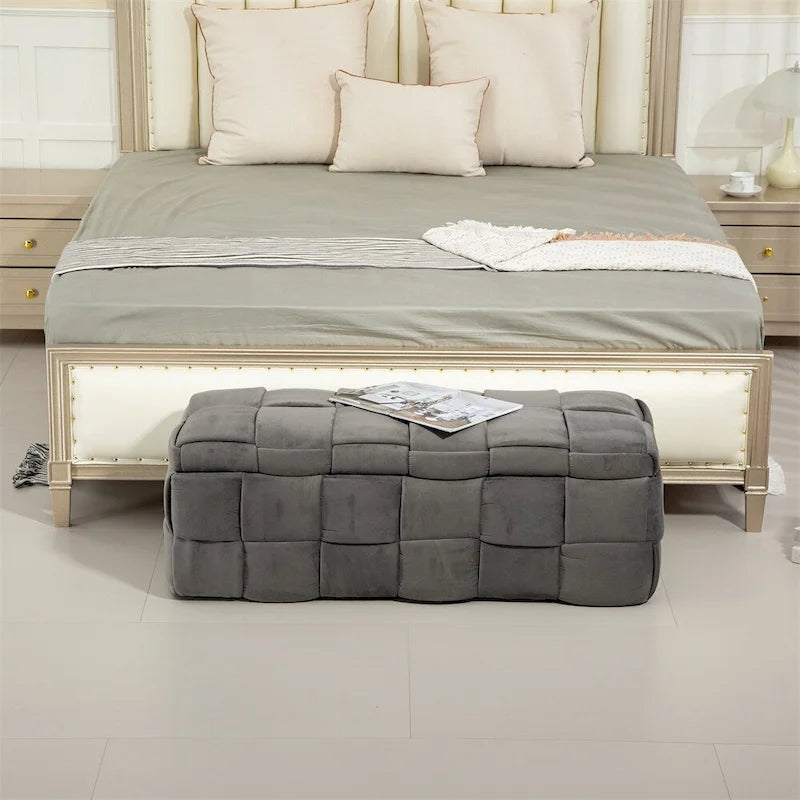 Storage Ottoman Bedroom End Bench, Upholstered Fabric