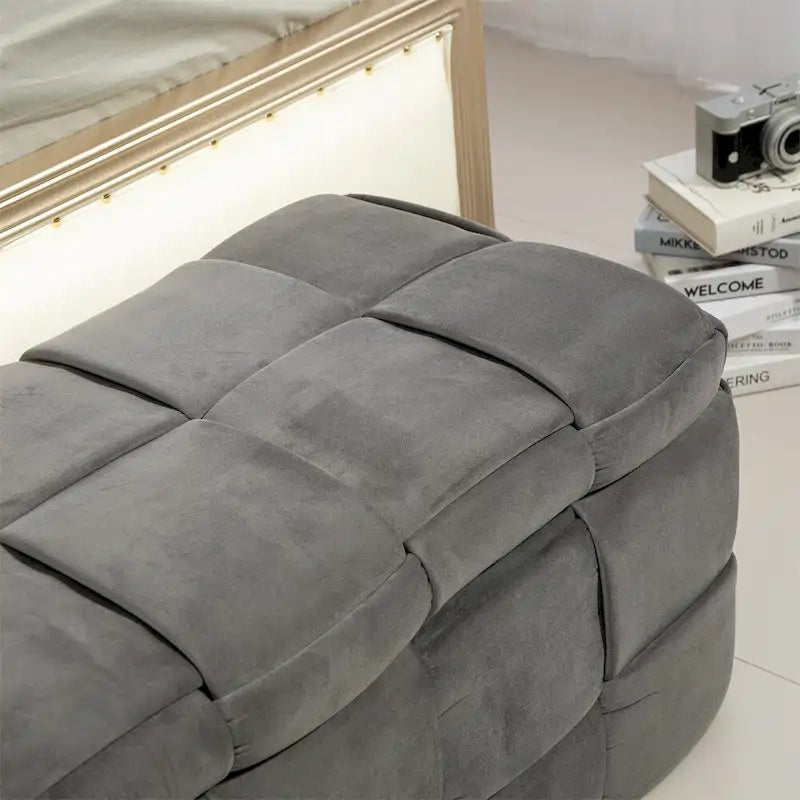 Storage Ottoman Bedroom End Bench, Upholstered Fabric