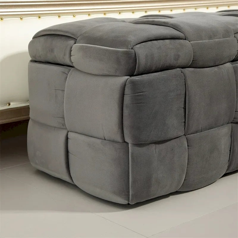 Storage Ottoman Bedroom End Bench, Upholstered Fabric