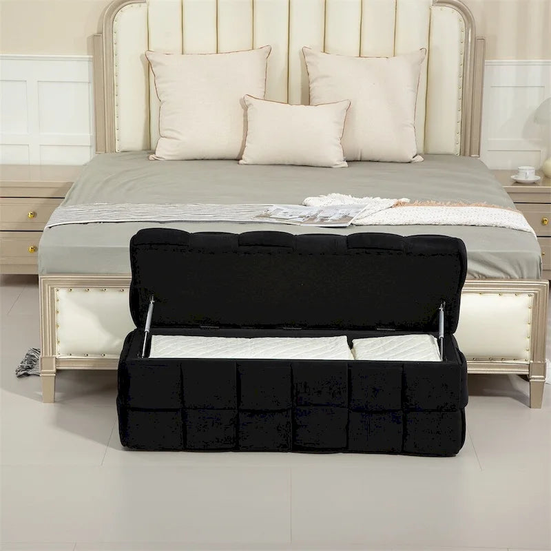 Storage Ottoman Bedroom End Bench, Upholstered Fabric