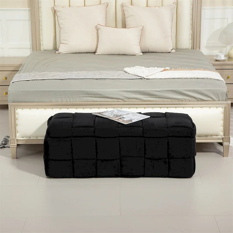 Storage Ottoman Bedroom End Bench, Upholstered Fabric