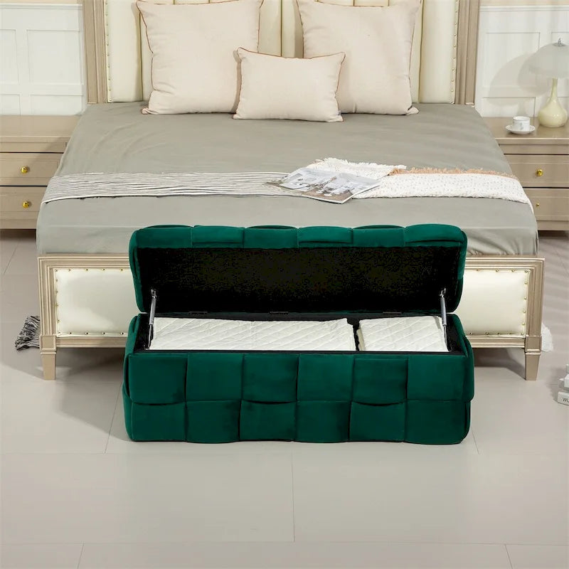 Storage Ottoman Bedroom End Bench, Upholstered Fabric