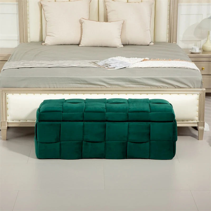 Storage Ottoman Bedroom End Bench, Upholstered Fabric