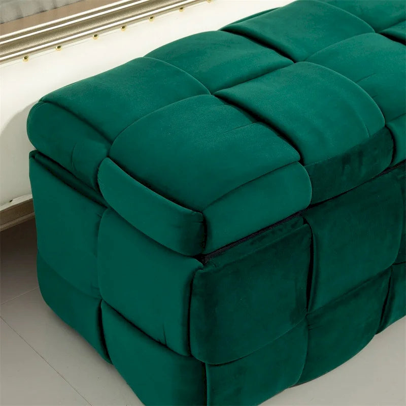 Storage Ottoman Bedroom End Bench, Upholstered Fabric