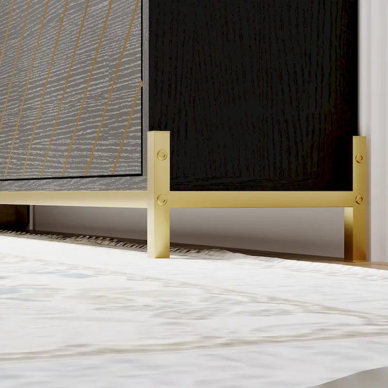 4-Door Flip Shoe Cabinet with Rustic Herringbone Design