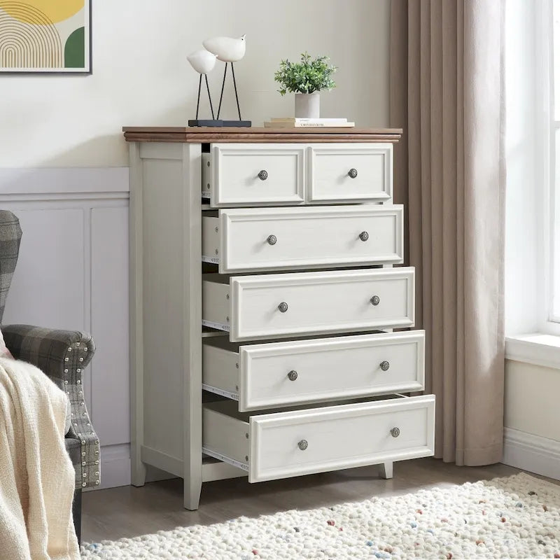 6-Drawer Dresser Cabinet with Chest of Drawers & Closet Organizer
