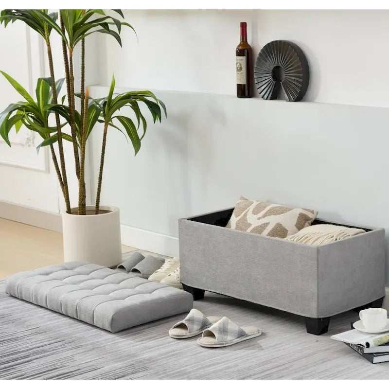 Storage Ottoman Bench with Legs, 16 x 30 x 16.1 Inches, End of Bed Bench, Storage Chest, Holds up to 660 lb