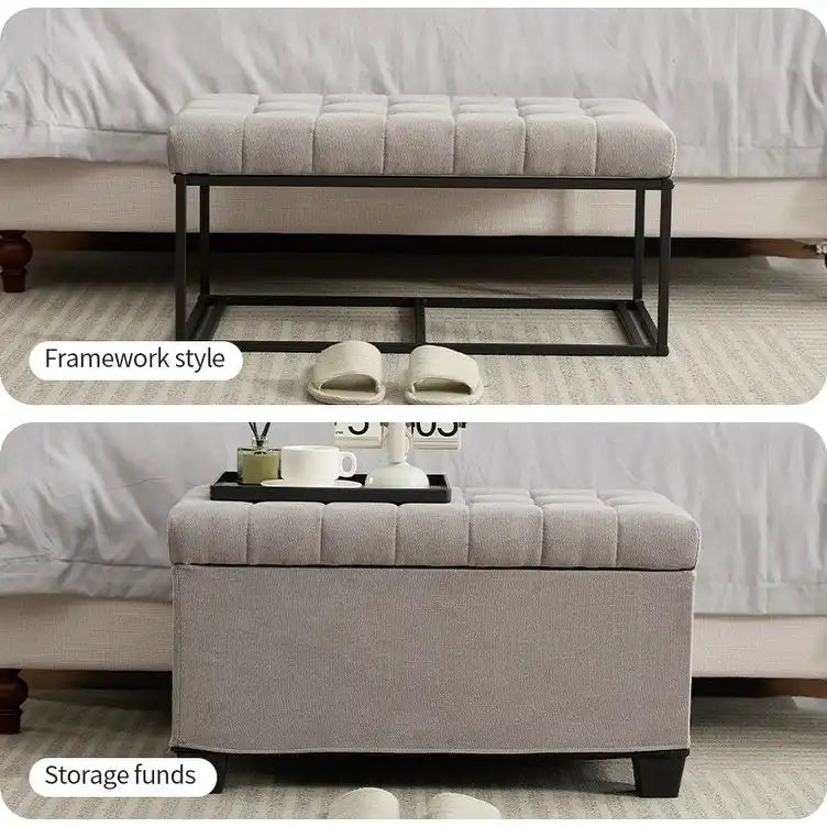 Storage Ottoman Bench with Legs, 16 x 30 x 16.1 Inches, End of Bed Bench, Storage Chest, Holds up to 660 lb