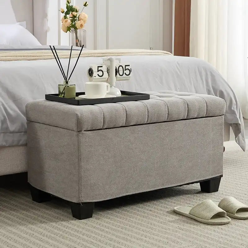 Storage Ottoman Bench with Legs, 16 x 30 x 16.1 Inches, End of Bed Bench, Storage Chest, Holds up to 660 lb