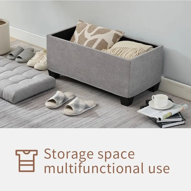 Storage Ottoman Bench with Legs, 16 x 30 x 16.1 Inches, End of Bed Bench, Storage Chest, Holds up to 660 lb