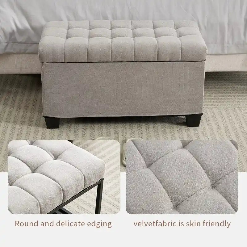 Storage Ottoman Bench with Legs, 16 x 30 x 16.1 Inches, End of Bed Bench, Storage Chest, Holds up to 660 lb