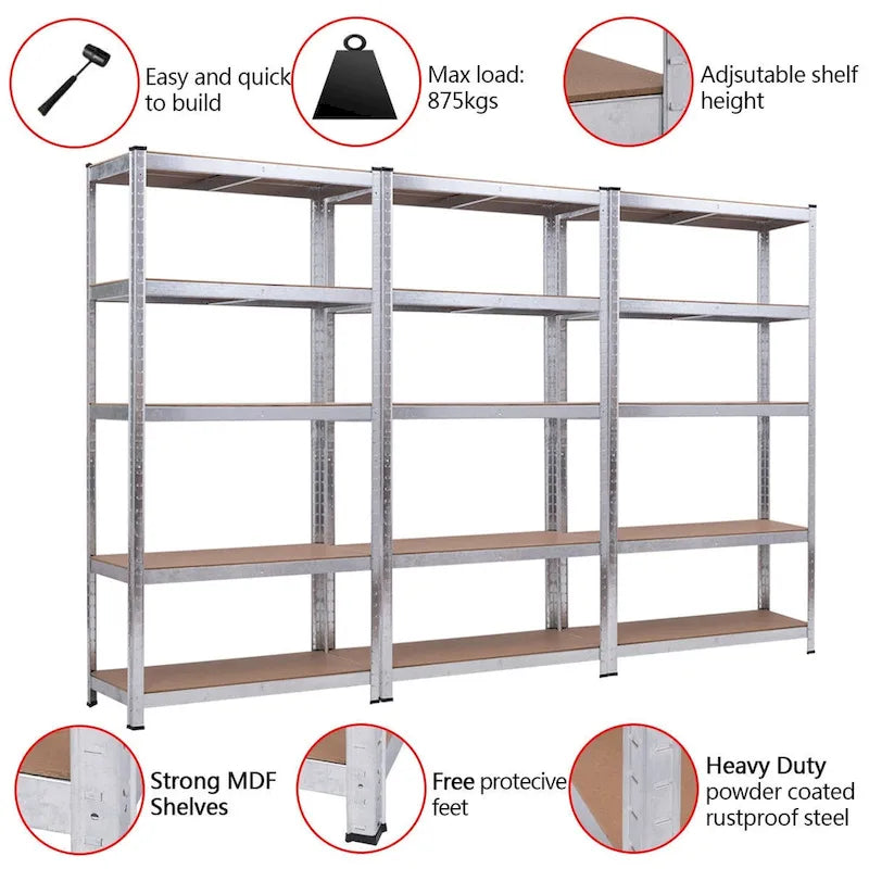 Heavy Duty 5-Shelf Adjustable Storage Rack - 35.5" x 15.76" x 71"