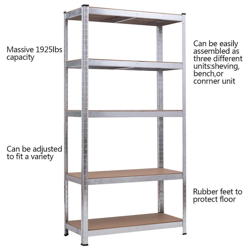 Heavy Duty 5-Shelf Adjustable Storage Rack - 35.5" x 15.76" x 71"