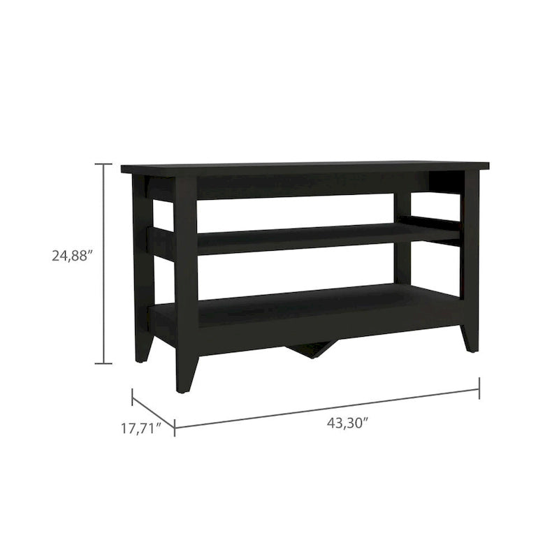Storage Bench with 2 Open Shelves and 4 Legs