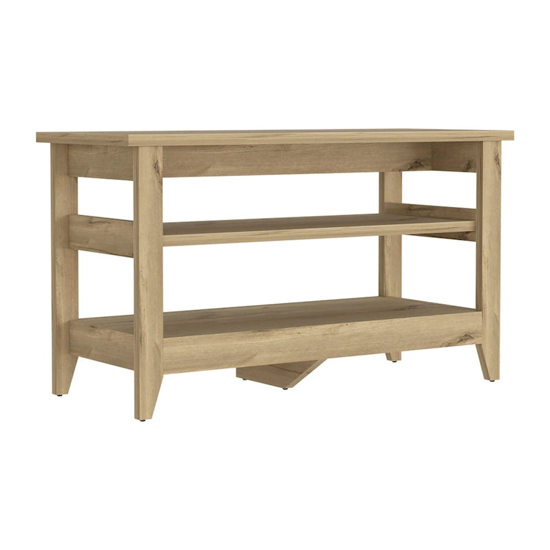 Storage Bench with 2 Open Shelves and 4 Legs