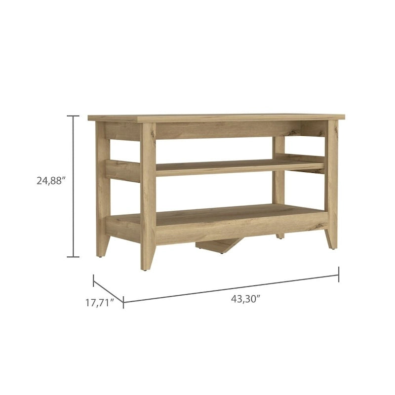 Storage Bench with 2 Open Shelves and 4 Legs