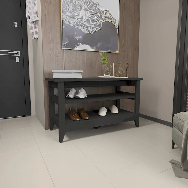 Storage Bench with 2 Open Shelves and 4 Legs