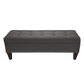 Upholstered Button-Tufted Wood Long Storage Bench