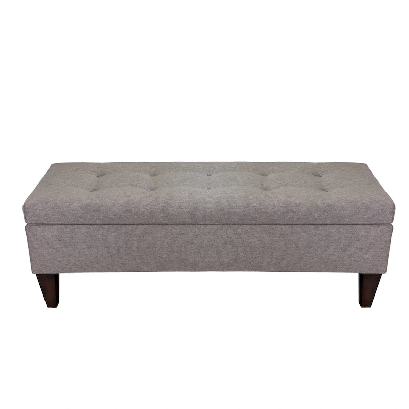 Upholstered Button-Tufted Wood Long Storage Bench