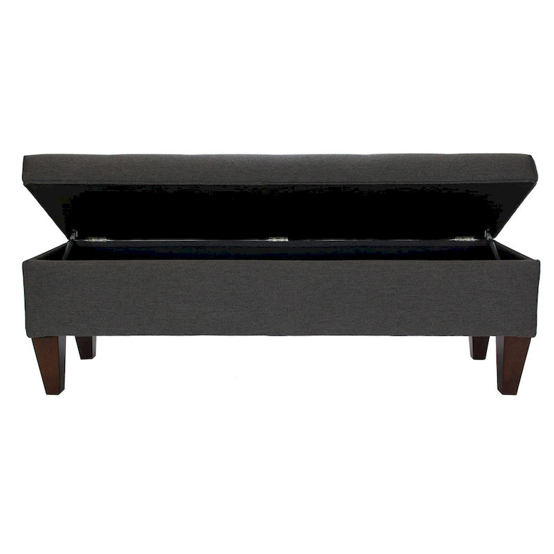 Upholstered Button-Tufted Wood Long Storage Bench