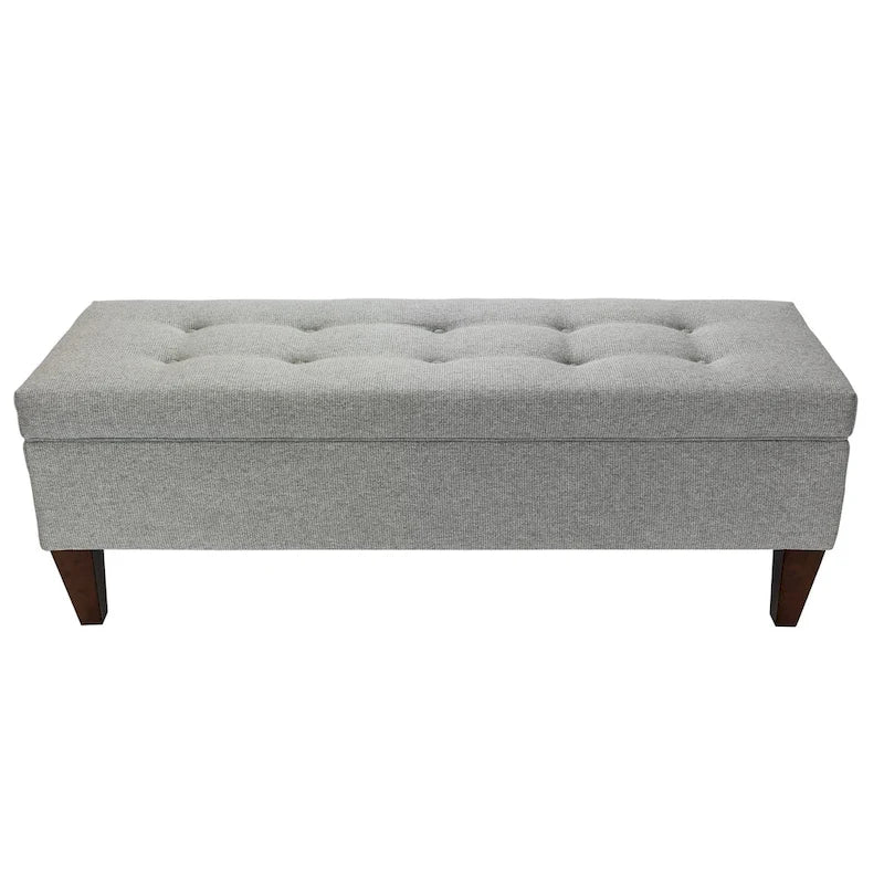 Upholstered Button-Tufted Wood Long Storage Bench